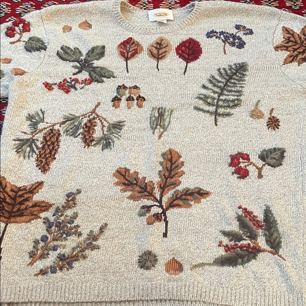 Vintage Talbots Autumn Leaf Pattern Sweater, Size L NWOT - Picture 3 of 8